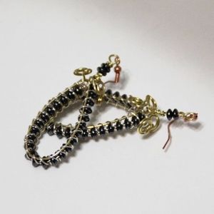 Handwoven hematite earrings